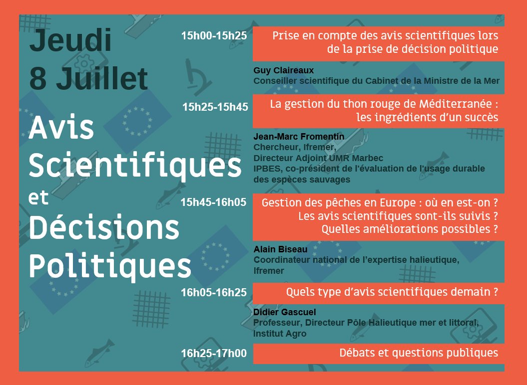 AFHalieutique's tweet photo. Le programme définitif des #webinaires #AFH est là ! 🧨
Le jeudi 8 Juillet 📆 de 15 à 17h 📢 avis #scientiques et décisions #politiques
Au menu... https://t.co/S6beHOJBRK