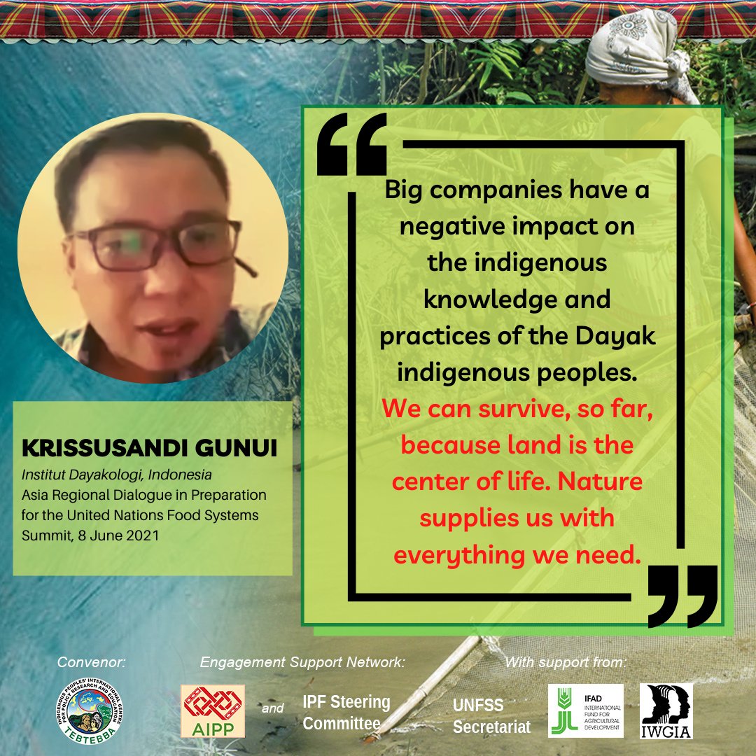 tebtebba's tweet image. To watch the entire #UNFSS2021 #AsiaRegionalDialogue, go to bit.ly/3xzEKp0

#IndigenousFoodSystems #Asia #AIPP #IWGIA #IFAD #FAO #IPF #CHRO #Elatia #FoodSecurity #FoodSovereignty