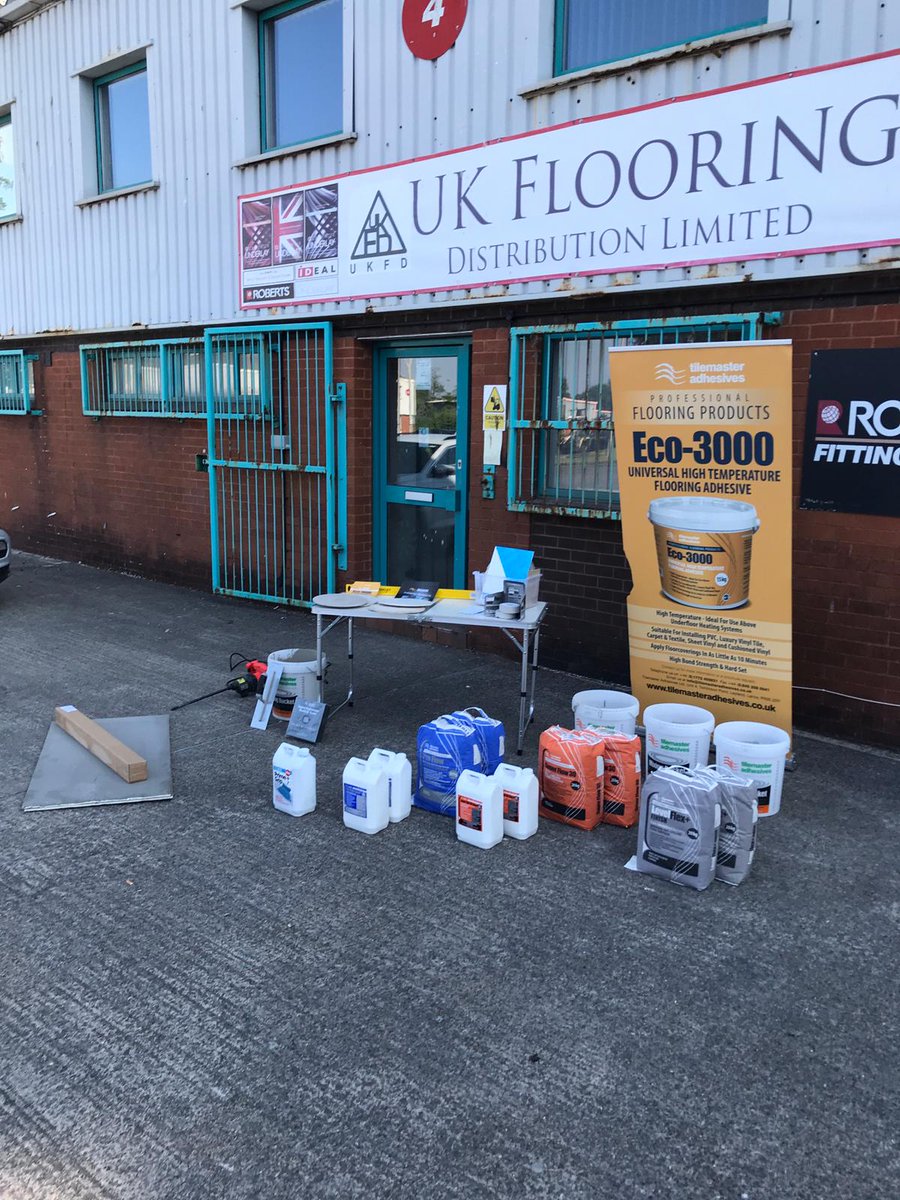 Come along to UK Flooring Distribution (UKFD) #Neath #SouthWales with <a href="/Tilemastersean/">Sean Foley</a> to see the new Tilemaster LevelFlex+ FINISH self smoothing compound &amp; Eco-3000 HT adhesive. Also with product demos so you can #seethedifference

UK Flooring Distribution Neath - Here All Day