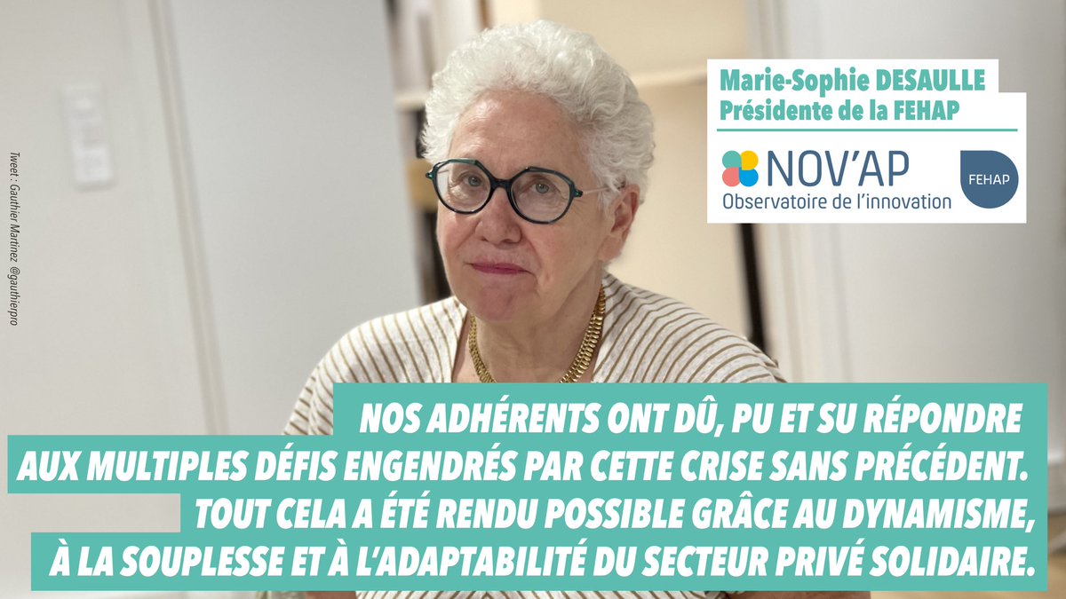 #Innovation | En conclusion de la remise de la 10e édition des Trophées de l’innovation, Marie-Sophie Desaulle (Présidente de la <a href="/FEHAP_actu/">FEHAP</a>) a félicité l’ensemble des lauréats et adhérents #FEHAP pour le #dynamisme, la #souplesse et l’#adaptabilité du secteur privé #solidaire.