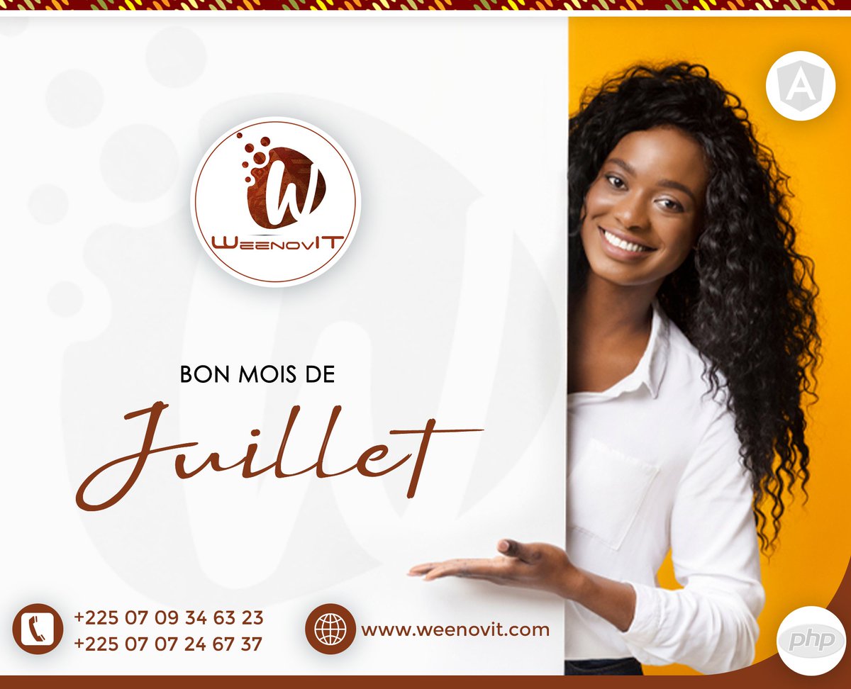 weenovit's tweet photo. Toute l'équipe Weenovit vous souhaite de passer un très bon mois de juillet 🎉, que ce mois soit remplie d'amour,de joie de partage et de bonheur 😊

🌐https://t.co/tmeDBd3prl
Abonnez vous 
https://t.co/VYKUDJa7I8

#ledigitalcommeadn
#digital
#ledigital https://t.co/5P6c1WDvyM