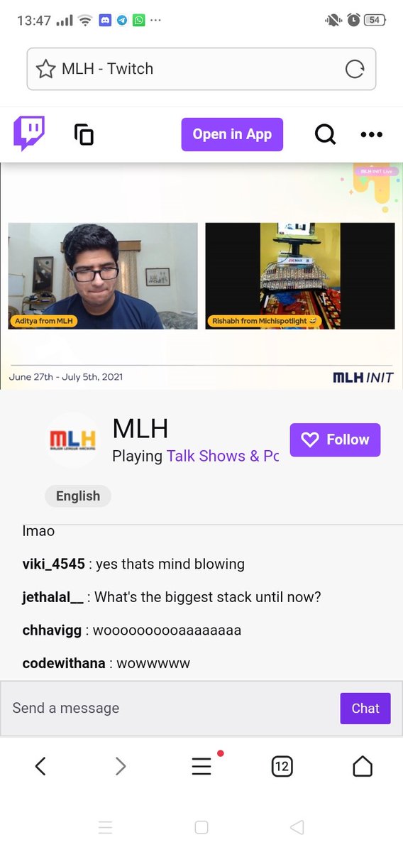 MansiMi22804871's tweet photo. #day 4 attending live stream ๐คฉ#mlh #mlhinit #DevStuCom https://t.co/xs5QFkyaOa