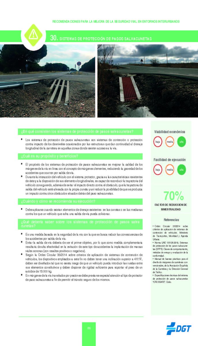 La <a href="/DGTes/">Dir. Gral. Tráfico</a> ha publicado un libro sobre "Medidas que mejoran la seguridad vial en carreteras interurbanas".
Disponible en:
dgt.es/Galerias/segur…

En página 85 tratan los pasos salvacunetas (<a href="/CIDROSolutions/">CIDRO</a> )