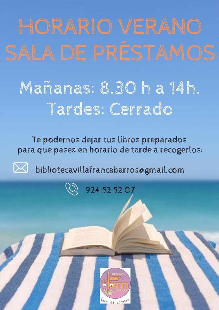 Desde hoy 1 de Julio comenzamos el horario de verano📚🌞🏖️