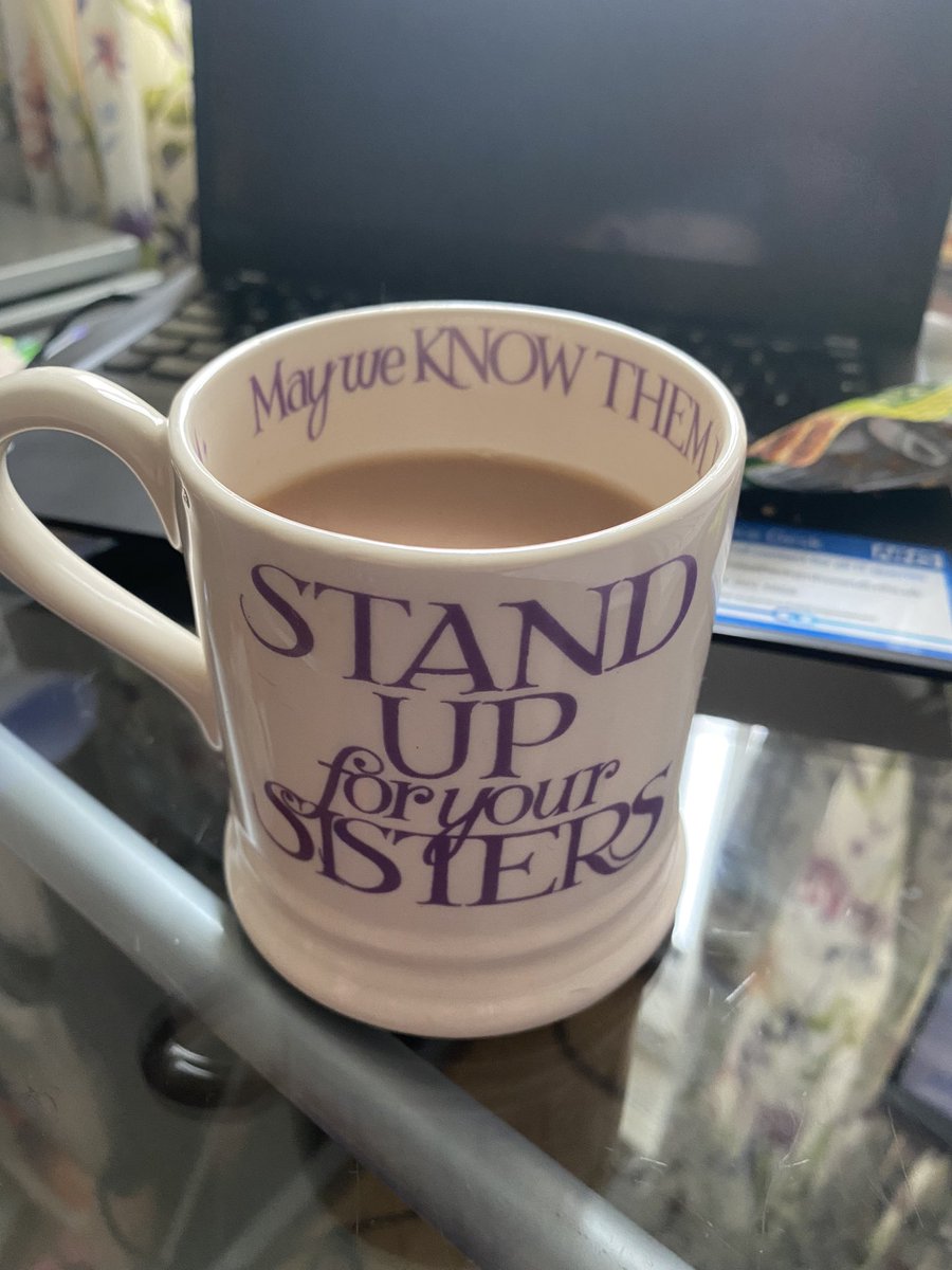 lgoodbu's tweet photo. New mug from @EmmaBridgewater sale strong message and purple as well love a cuppa and a biscuit 💜 https://t.co/upLbJtfe8Q