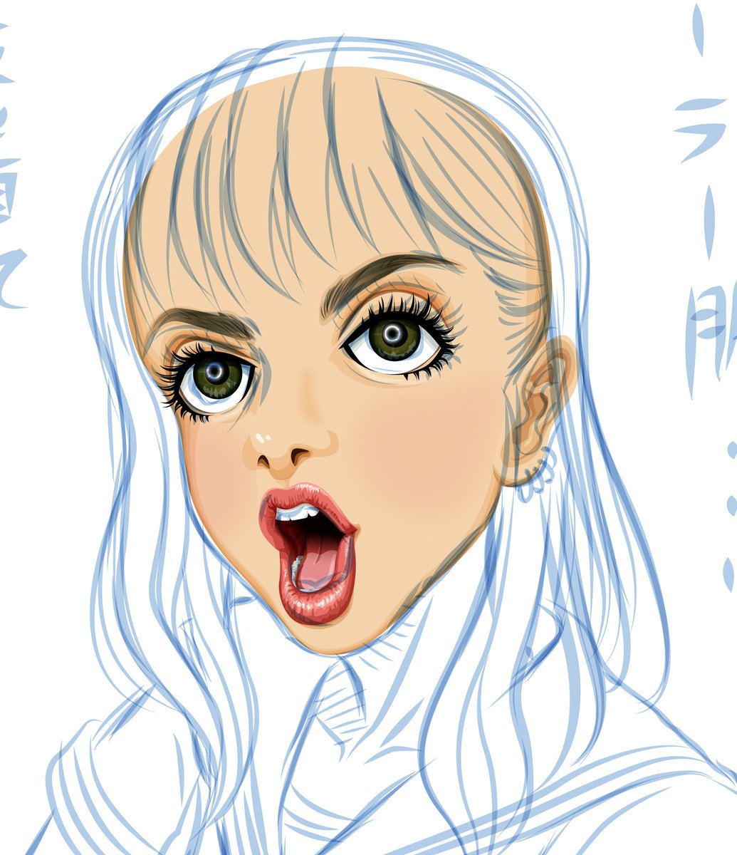 ラフと途中経過。最近背景はおろか全身描くのも億劫で…😅 
#イラスト #ガールズイラスト #illustrations #AdobeIllustrator 