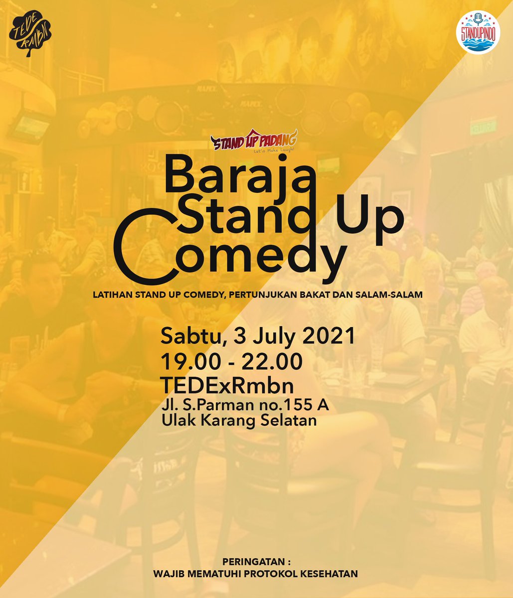 StandupIndo_Pdg's tweet photo. Baratu ratu eh baraja raja bareng kita, cusss satnite ini guys😆 https://t.co/8ItBT6SsJ4