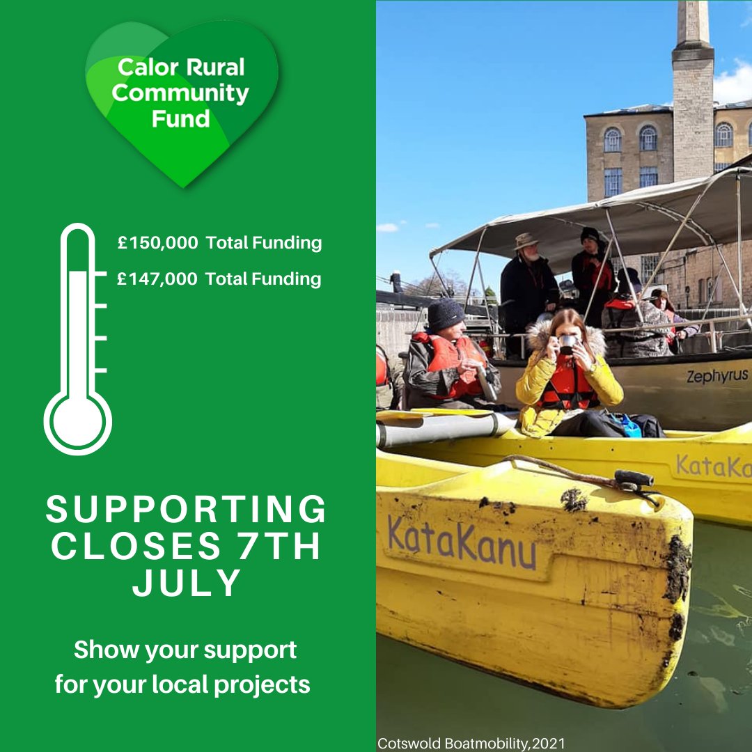 Don't forget there's only 7 days left to support your favourite projects. You can give them a like, share or donation and you'll help them to get even closer to receiving a slice of our prize pot! communityfund.calor.co.uk/search/projects