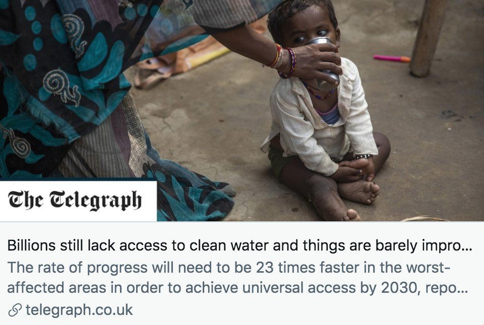 At the current rate of progress, 1.6B people will remain w/o access to safely managed water by 2030, missing the SDG6.1 target - <a href="/WHO/">World Health Organization (WHO)</a> <a href="/UNICEF/">UNICEF</a> 2021 JMP report.

@katrinacharles says #climatechange is slowing down progress. Read her comments in <a href="/Telegraph/">The Telegraph</a>:
telegraph.co.uk/global-health/…