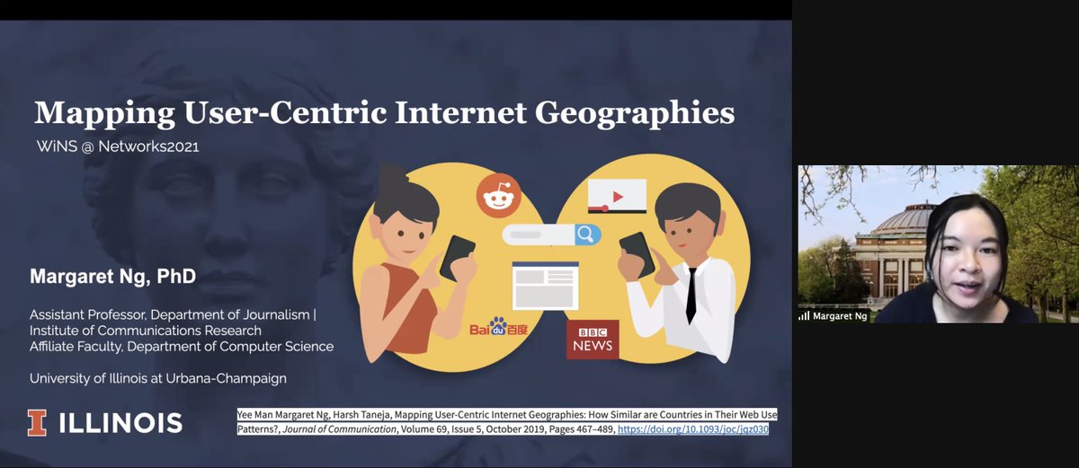 Women in Network Science (WiNS) Society (@wins_society) on Twitter photo Next we have Dr. Margaret Ng <a href="/Illinois_Alma/">University of Illinois</a> discussing similarities/differences in web-use patterns across countries #WiNS2021 Next we have Dr. Margaret Ng <a href="/Illinois_Alma/">University of Illinois</a> discussing similarities/differences in web-use patterns across countries #WiNS2021