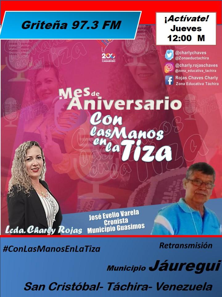 #01Julio|| Sintoniza Hoy Jueves 12m por Griteña 97.3Fm <a href="/gritea973fm/">Griteña97.3fm</a> desde el Municipio Jauregui Retransmision del Programa  #ConLasManosEnLaTiza conducido por la <a href="/charlychaves/">Charly Rojas Chaves</a> @MPPEDUCACION <a href="/RosangelaOrozco/">Rosangela Orozco</a>
