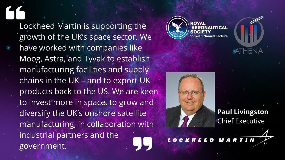 .<a href="/LMUKNews/">Lockheed Martin UK</a> Chief Executive, Paul Livingston last night gave the prestigious <a href="/AeroSociety/">Royal Aeronautical Society</a> #Sopwith Named Lecture, demonstrating the rich heritage this vital partner brings to <a href="/Athena4Space/">Team Athena</a>:

aerosociety.com/events-calenda…