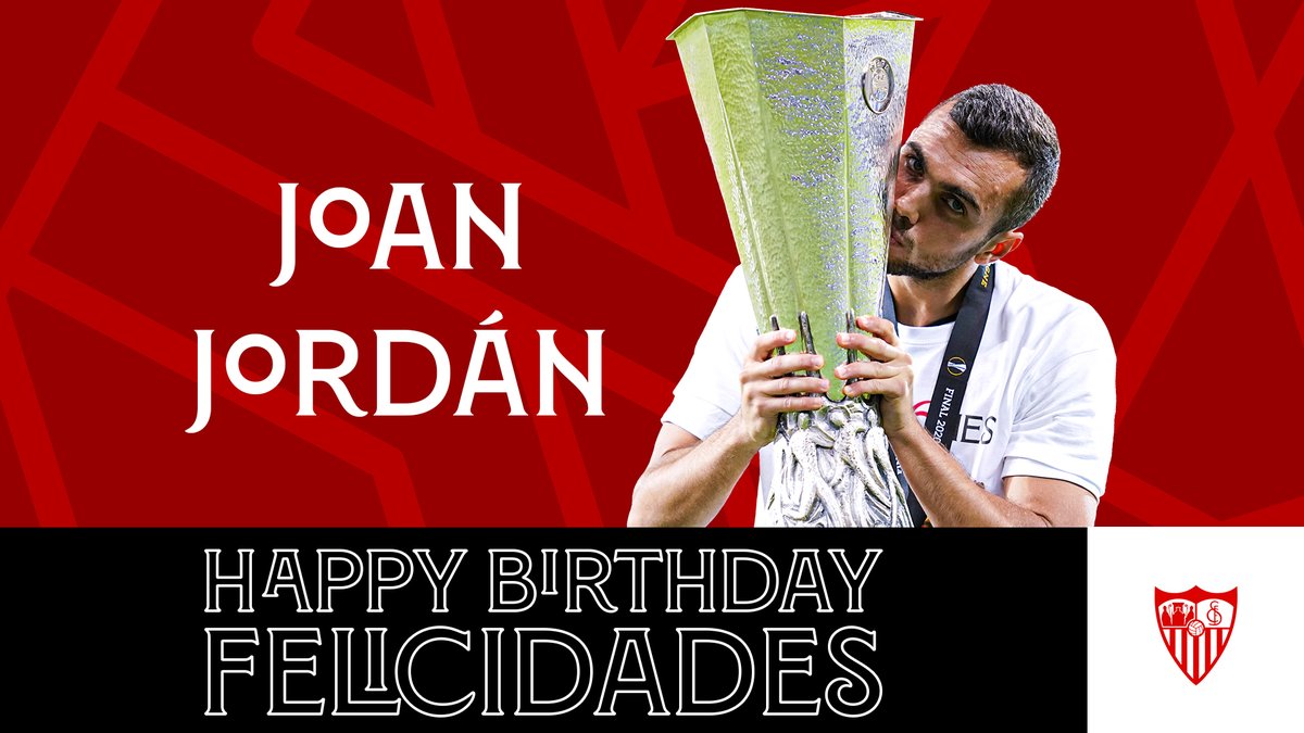 SevillaFC's tweet photo. 🎉 Hoy es el cumpleaños de Joan Jordán. 

🎈 ¡¡¡Muchas felicidades!!! 🎁🎂

#WeareSevilla #NuncaTeRindas https://t.co/aJdwTwXGO9