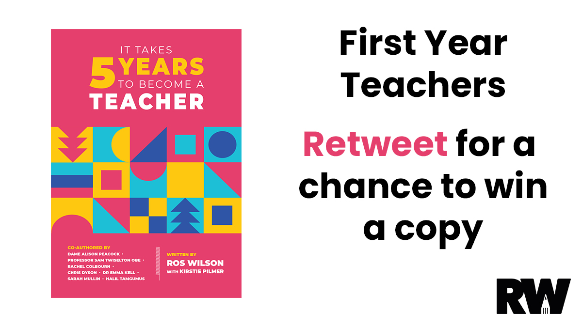 Congratulations to the teachers coming to the end of their first year. To celebrate, I would like to give away five copies of It Takes 5 Years to Become a Teacher. First year teachers simply retweet to enter. #ItTakes5Years #nqt #ect #edutwitter