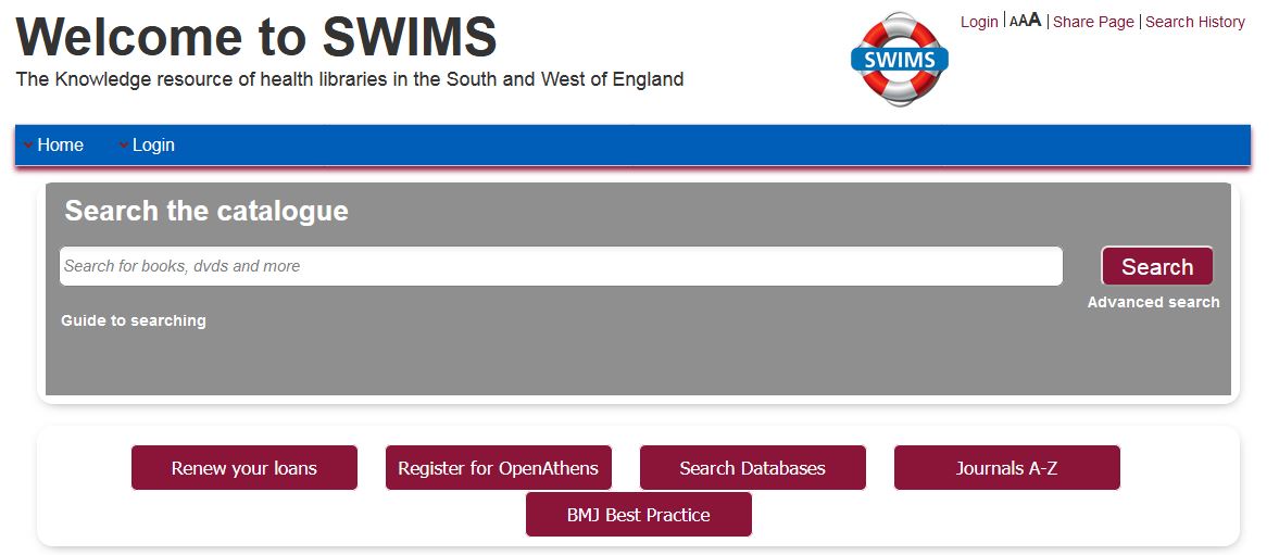 bucksnhslibrary's tweet photo. Really like how our SWIMS catalogue gives quick links to key resources such as the Journals A-Z list and BMJ Best Practice! 
Check out the links with your OpenAthens login!!
#BHTLibrary #keyresources #quicklinks https://t.co/VofHkGRTkN