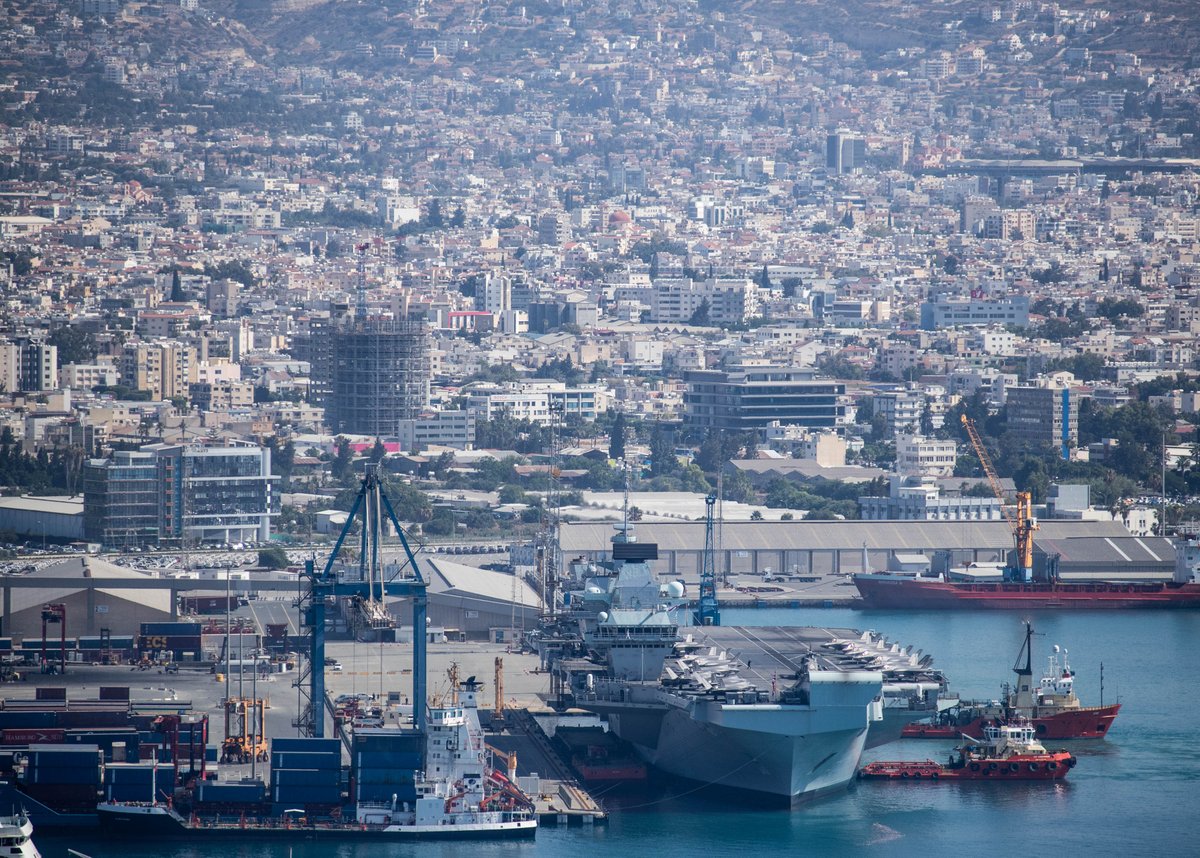 bfcyprus's tweet photo. Take a look at these amazing photos of @HMSQLZ in Limassol Port, taken from our resident Fire fighting Search and Rescue helicopters here in Cyprus #84Squadron based at @RAFAkrotiri #CSG21S https://t.co/CDyjJA66G0