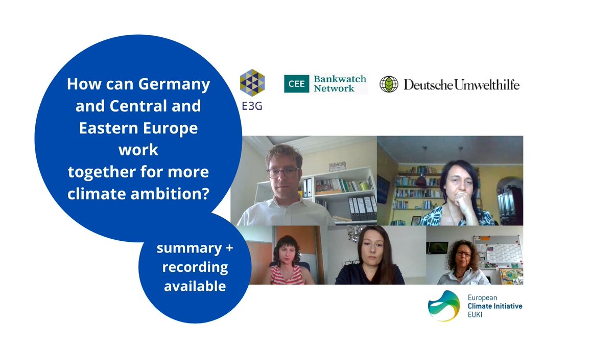 How can 🇩🇪 &amp; CEE work together for more climate ambition?

<a href="/Umwelthilfe/">Deutsche Umwelthilfe</a>, <a href="/e3g/">E3G - Third Generation Environmentalism</a> &amp; <a href="/ceebankwatch/">CEE Bankwatch Network</a> organized an #EUKI Academy webseminar to identify potentials for cooperation like cross-border energy projects. ⚡️

Check out the summary &amp; recording 👇
euki.de/en/germany-cee…
