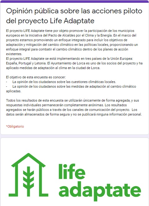 📝La Concejalía de Medio Ambiente colabora en la difusión de una encuesta para evaluar el impacto socioeconómico del proyecto <a href="/LIFEAdaptate/">@LIFEAdaptate</a> en nuestro municipio

🔗lorca.es/noticias/notic…