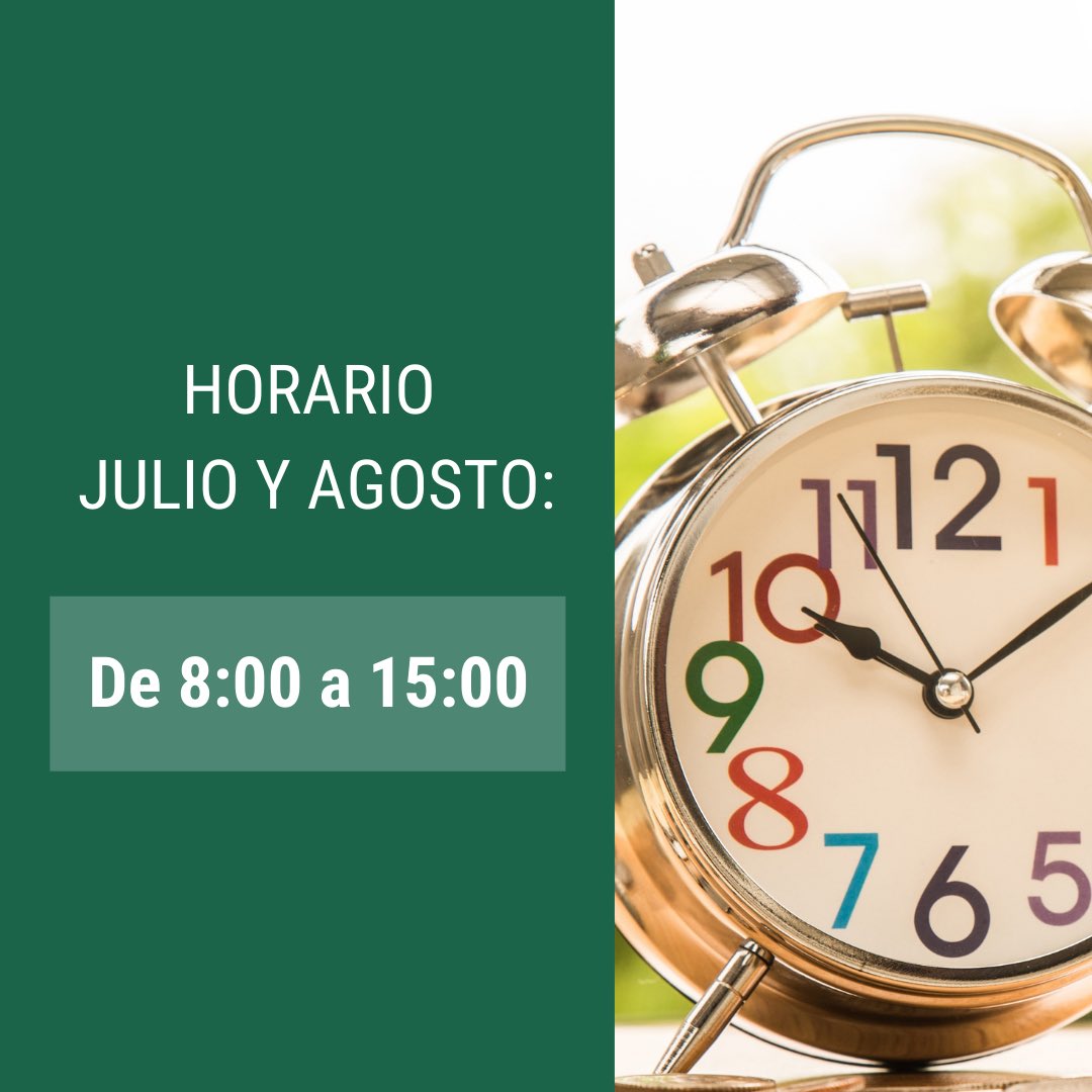 Atención‼️ cambiamos horario⏰

En julio y agosto os podremos atender de 8:00 a 15:00😊

¡Muchas gracias!