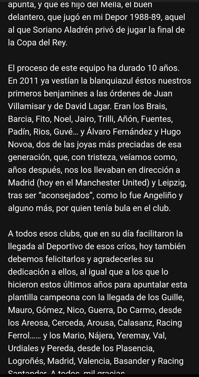 ErikaDX7's tweet photo. "Habían tenido que superar las pruebas exigentes a las que les sometieron los auténticos protagonistas de la captación, Manuel Pulido y Tito Porvén, que fueron “premiados” por su ímprobo trabajo con observar como, pocos años después, se les enseñaba la puerta de salida del club" https://t.co/o12q9qrloi