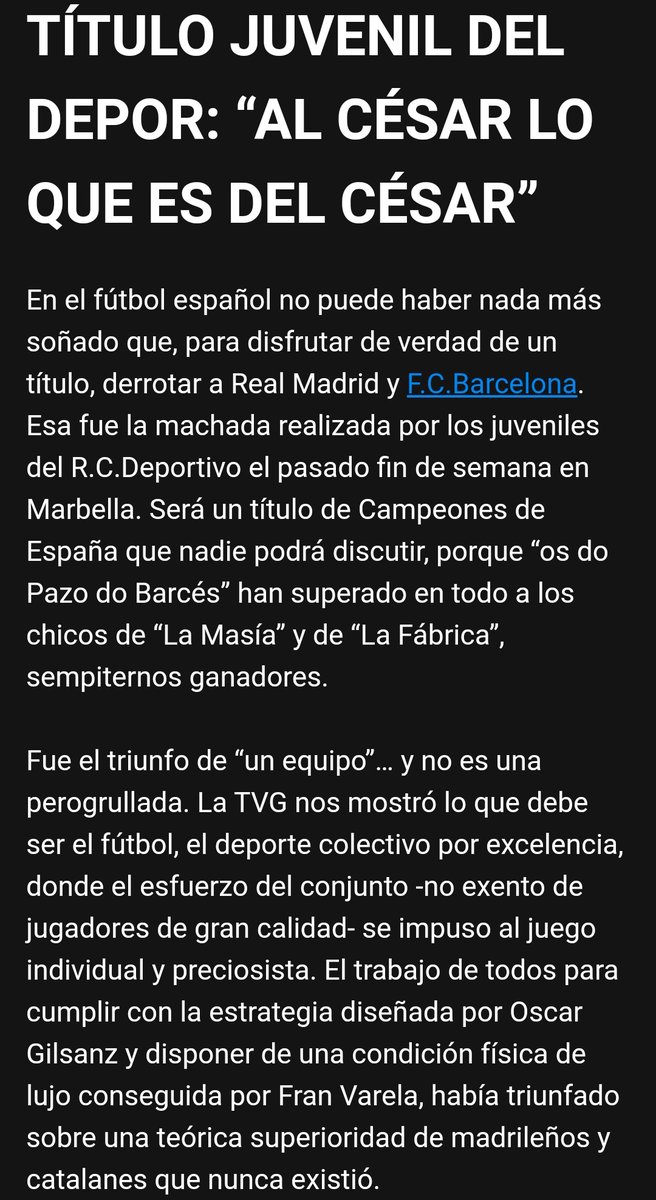 ErikaDX7's tweet photo. "Habían tenido que superar las pruebas exigentes a las que les sometieron los auténticos protagonistas de la captación, Manuel Pulido y Tito Porvén, que fueron “premiados” por su ímprobo trabajo con observar como, pocos años después, se les enseñaba la puerta de salida del club" https://t.co/o12q9qrloi