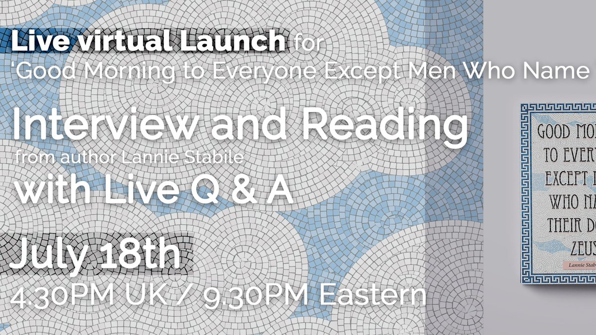 Join us on Zoom for the live launch of 'Good Morning to Everyone Except Men Who Name Their Dogs Zeus', with the author @lannie_stabile

CONTEST ALERT: we want you to send us photos of your dogs (not called Zeus) for a chance to win copies of all our Cephalopress books!