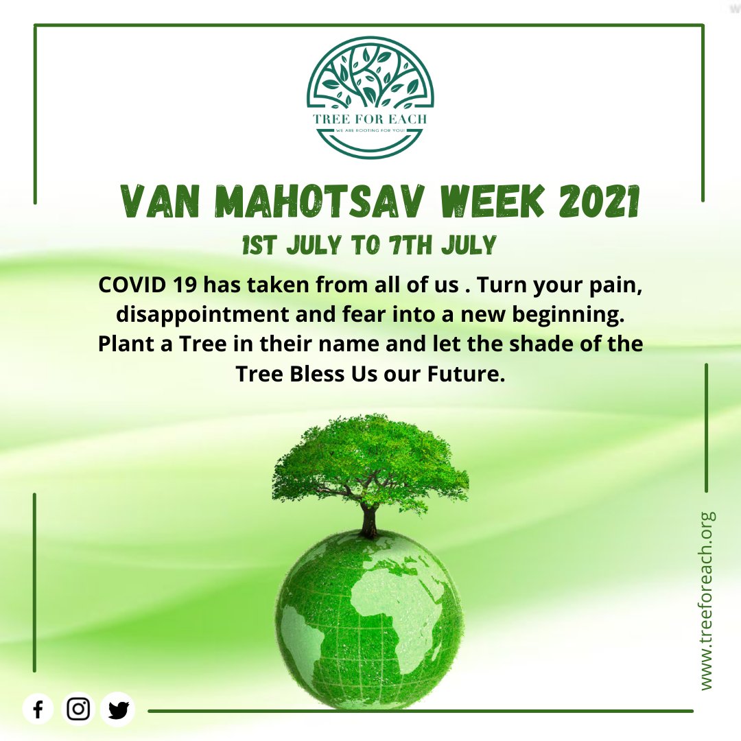 treeforeach's tweet photo. The title Van Mahotsav means “the festival of trees”

When memories are all that left , let them LIVE FOREVER
Let's plant a tree in the memory of our loved one and let's bring us the joy for the sorrow we have all dealt with.
#vanmahotsav #treeforeach #treeforeachfoundation https://t.co/X9XFfgylab