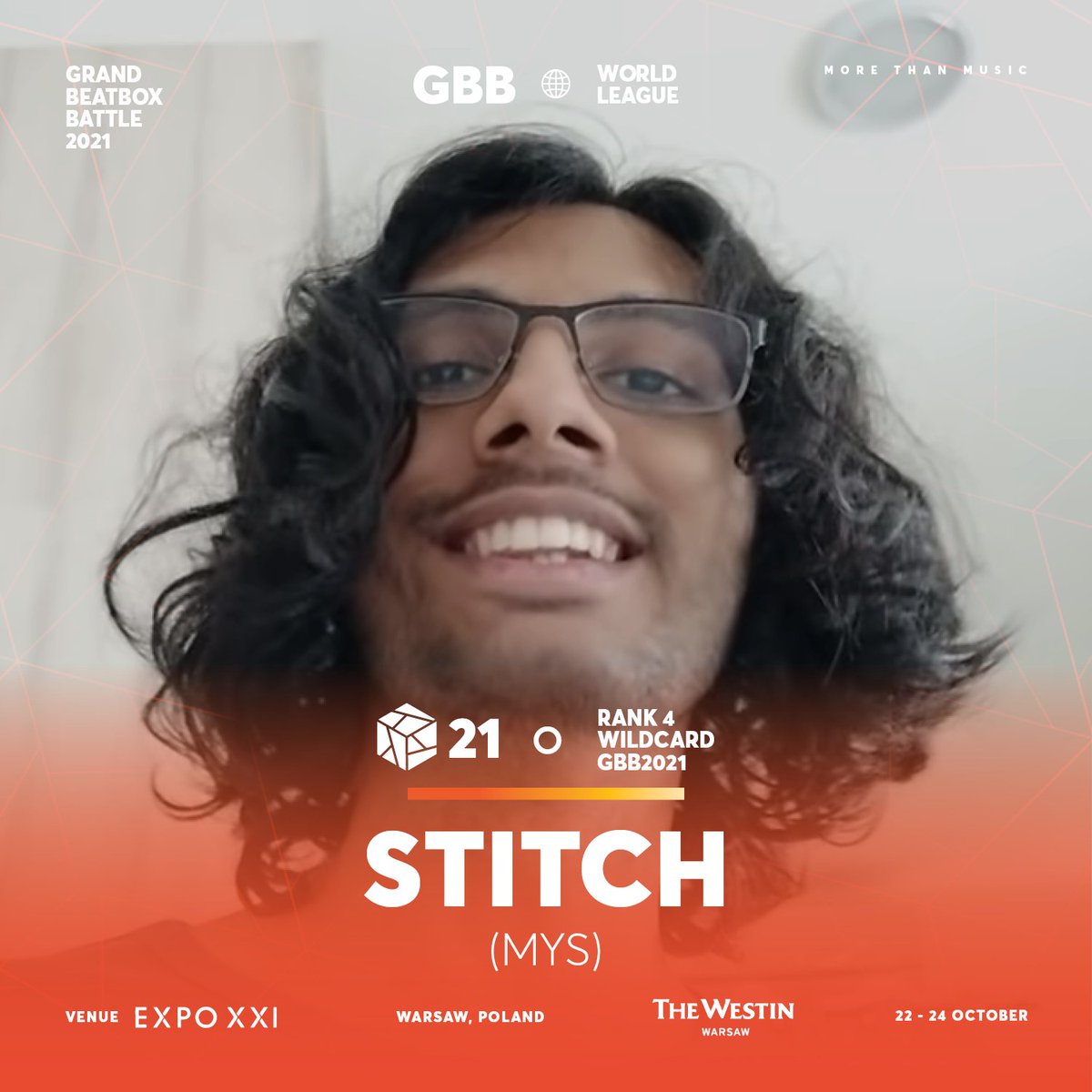 This guy left everyone in awe with his wildcard entry! With his unique style earning him the 4th ranked in the GBB21 World League it's STITCH 🇲🇾. We look forward to hearing him live on stage!