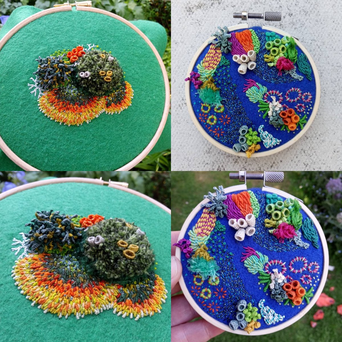 I know I have some lovely followers on here so I wanted to ask a question.  Please be honest.  I find pricing my work really difficult.  So these are both small 4 inch hoops.  What price do you think when you see them?  Thank you all.