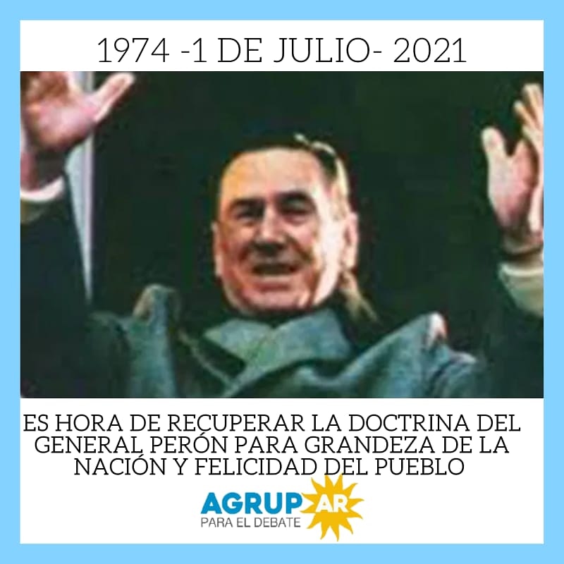 agrupargentina's tweet photo. #1deJulio
#PeronVive en el #Pueblo 🇦🇷
Es hora de recuperar la #doctrina del #GeneralPeron para la Grandeza de la Nación y #felicidad del #pueblo https://t.co/8xzAI9OCbR
