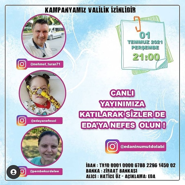 BİR ELDE SEN UZAT EDAYA YARDIM ET

IBAN: TR10 0001 0000 6788 2296 1450 02 BANKA: ZİRAAT BANKASI ALICI: HATİCE ÖZ- AÇIKLAMA: EDA