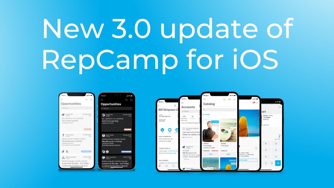 repcamp's tweet image. NEW 3.0 UPDATE OF #REPCAMP 
💡Unification of the user experience 
💡Integration with MS Office 365 
💡Extended geolocation (leads, opportunities, cases) 
💡Brand profiles by seller
💡Improvements in card and document capture

repcamp.com/index.php?rout…
