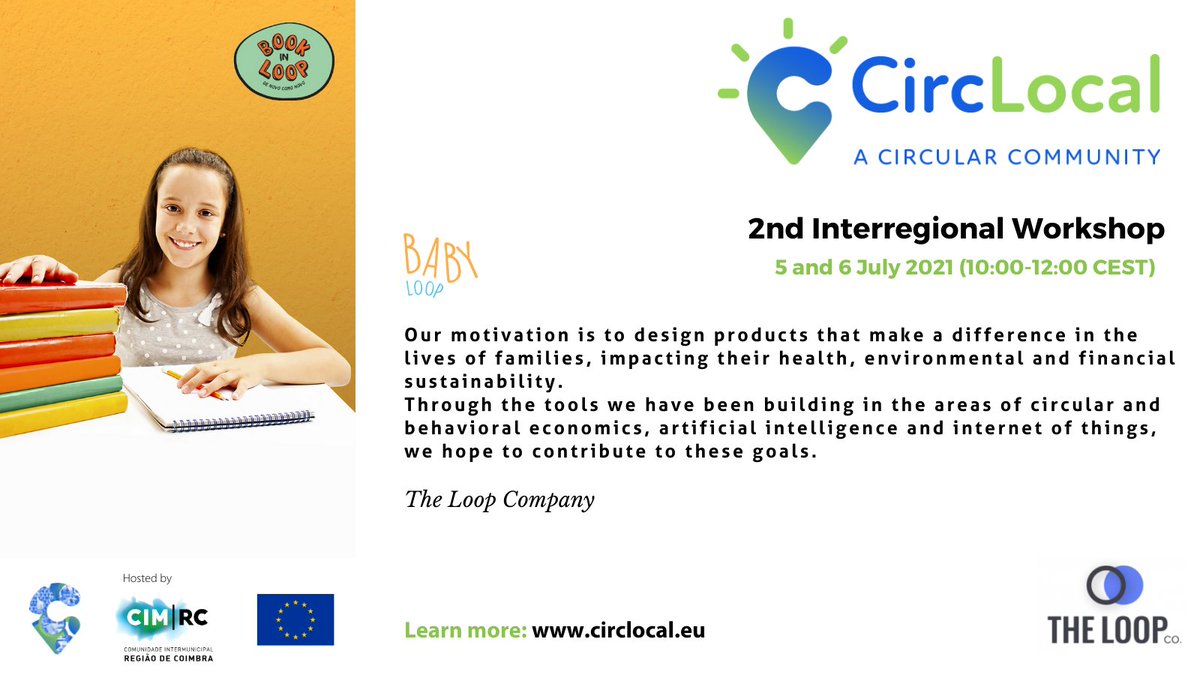 CircLocal's tweet image. 📢 2nd Interregional Workshop, 5-6 July at 10:00 CET
We will be presenting good practices in the #circulareconomy at our interregional workshop. Join us online for inspiring initiatives like The Loop company! Register here: lnkd.in/dVZbnpy: lnkd.in/djEvPitand