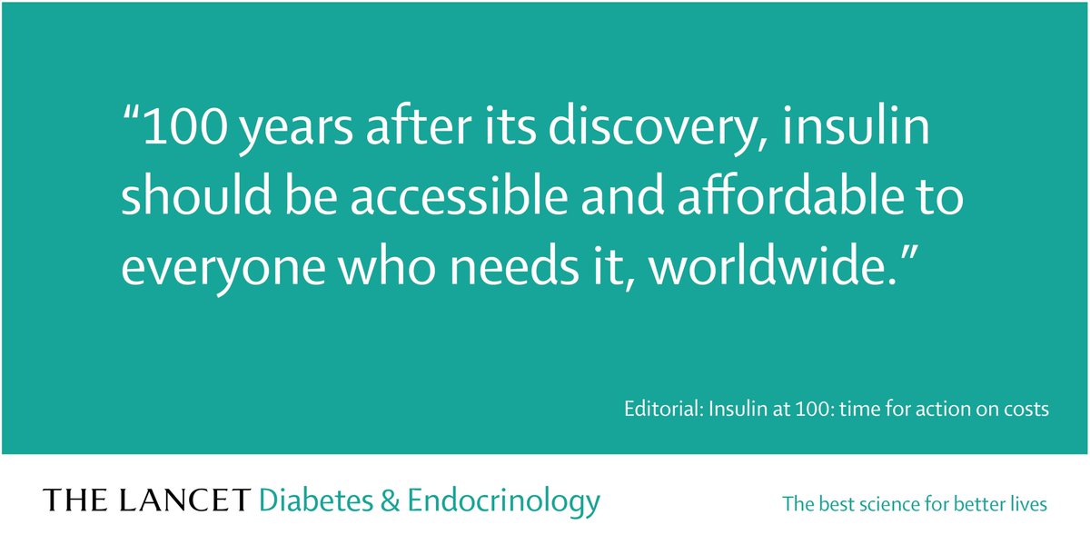 100 years ago, #insulin was discovered—today, it is inaccessible for millions. The Lancet journals reflect on this life-saving treatment and the 'golden opportunity to improve access to insulin and #diabetes care' the centenary represents: hubs.li/H0Rp3p40 #Insulin100⬇️