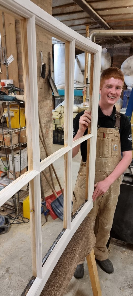 Murray our 2nd year apprentice does us proud ! Amazing work, curved astragals are challenging but true to form Murray aced it. #builtheritage #apprenticeship