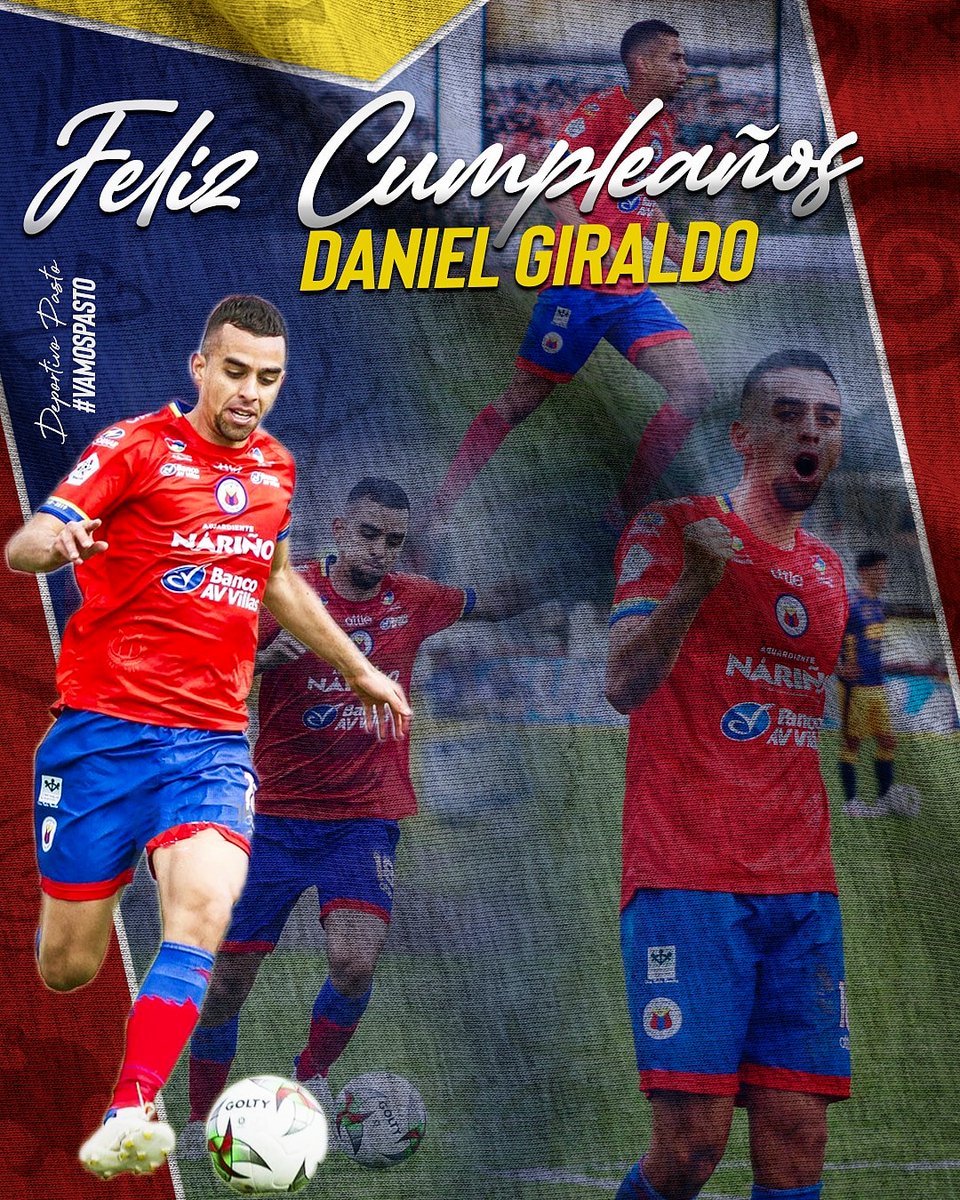 DeporPasto's tweet photo. 🔵 🟡 🔴 FELIZ CUMPLEAÑOS DANIEL GIRALDO. 

🌋 Subcampeón en el 2019, líder positivo y talentoso en la zona medular.

🇷🇴 Enhorabuena 🇷🇴 https://t.co/FbnzeugTss