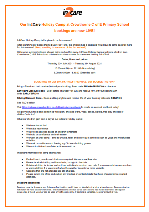 group_in2's tweet photo. Its the last day to get 10% off our In2Care Summer Camp 🥳

Go over to https://t.co/1pmd6sZYlH to book now and use code EARLYBIRD10 at checkout...

We can't wait to see you this Summer for some amazing activities 🧡 https://t.co/LWYDuE6ayw
