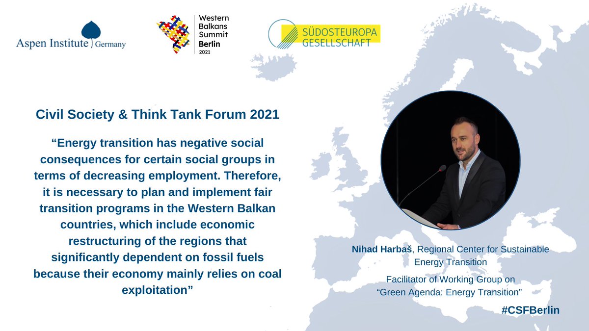 Another dimension to the #GreenAgenda is #EnergyTransition. <a href="/HarbasNihad/">Nihad Harbas</a> put together a briefing 📖 bit.ly/3qlZcr3 on the situation in the #WesternBalkans for #CSFBerlin! This issue also features on the Civil Society Forum's agenda 📖 bit.ly/3x69yOi on July 05!