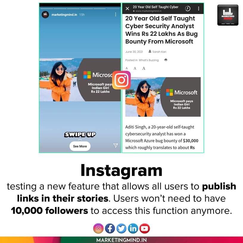 MarketingMind_'s tweet photo. Users with a verified-account or with more than 10,000 followers could already share links with a swipe-up gesture...

#MarketingMind #Instagram https://t.co/Lyy6ytnJ5H