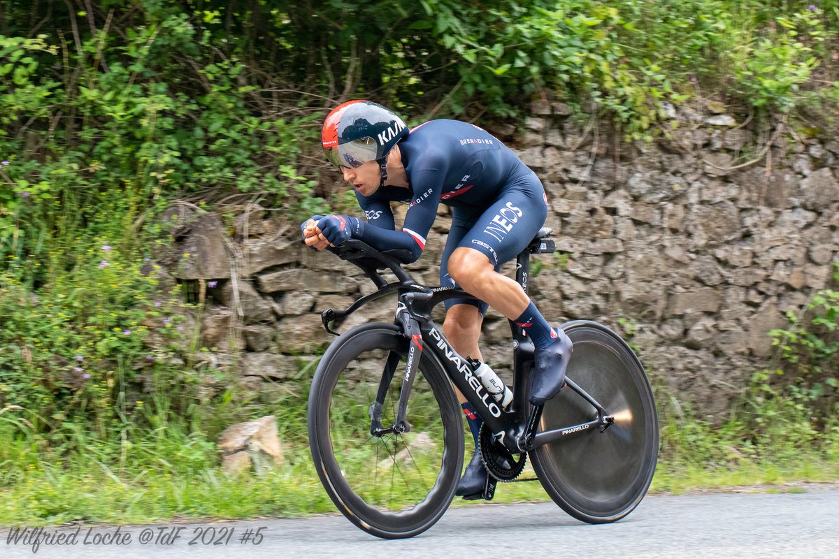 wloche's tweet photo. @kwiato from @INEOSGrenadiers was "Taking it easy today" at #TDF2021, stage 5... well, ~43.5km/h doesn't seem that easy to me 😅. Greetings to my Polish @SpotOn teammates! https://t.co/xPMP0o9c1i