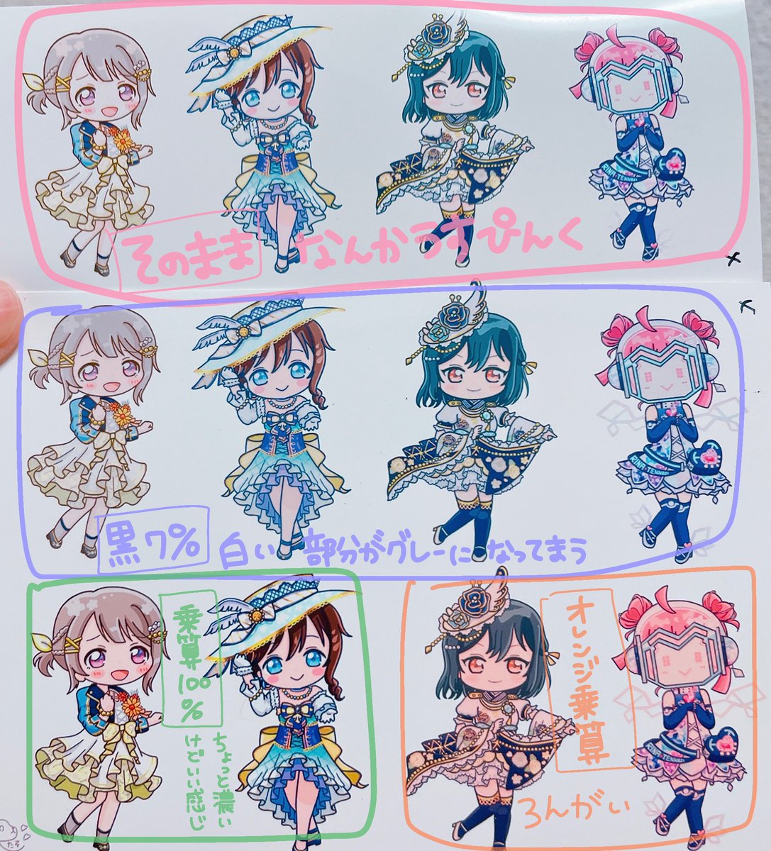 ローソンのシールプリントは(写真じゃ分かりにくいけど)色々試して今回のやつは元絵を乗算50%で乗せるのがいい感じやった 