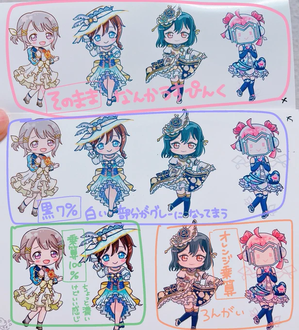 ローソンのシールプリントは(写真じゃ分かりにくいけど)色々試して今回のやつは元絵を乗算50%で乗せるのがいい感じやった 