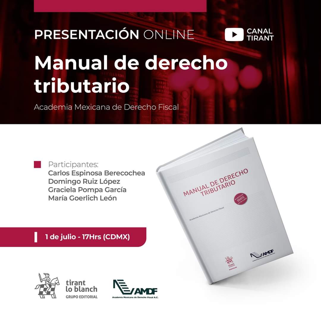 Hoy estaremos presentando la segunda edición del Manual de Derecho Tributario editada por la <a href="/AMDF4/">AMDF</a> y <a href="/Tirantmexico/">Tirant México</a>

Te espero.

En esta liga podrás verla: buff.ly/3wAk6Fl