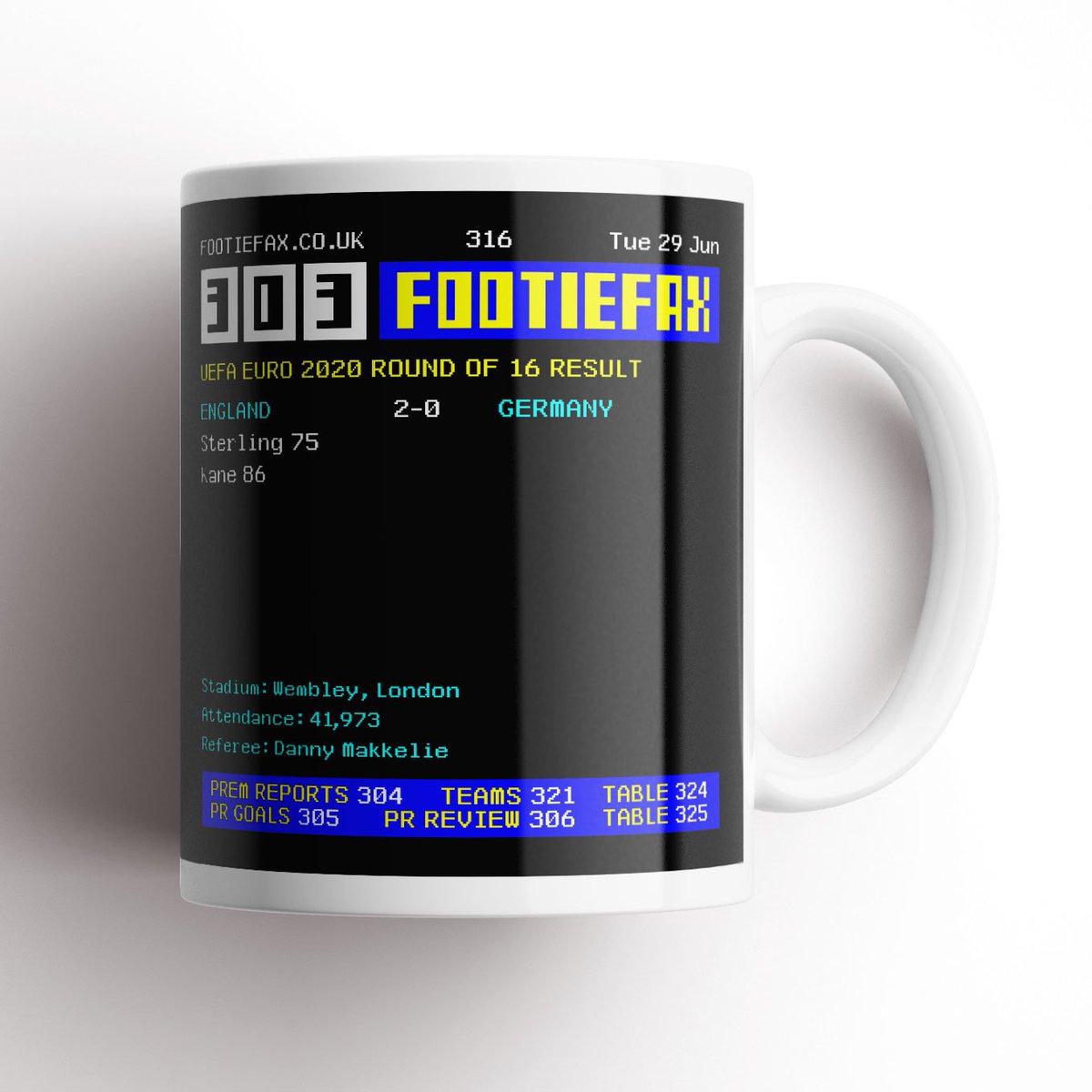 Quarter finals await! #ENG 

The <a href="/FootieFax/">FootieFax</a> England vs Germany Ceefax inspired mug is live now >> terracelife.co/itscominghome

Retweet for a chance to bag one free! #England