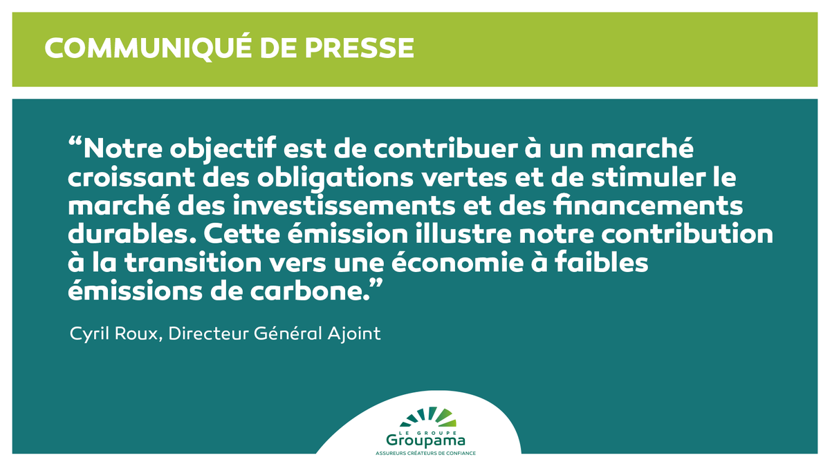 GroupeGroupama's tweet photo. 📢 Le @GroupeGroupama annonce le placement réussi de sa 1ère obligation subordonnée verte pour un montant de 500 millions d’euros > https://t.co/Tg4dQZVrxW https://t.co/Ulc1gPz2rG