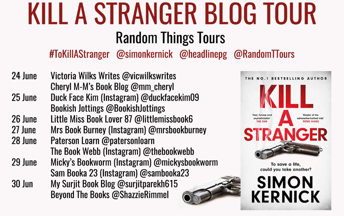 RandomTTours's tweet photo. MASSIVE THANKS #RandomThingsTours Bloggers for supporting #KillAStranger @simonkernick Blog Tour @headlinepg 🖤
@vicwilkswrites
Please share reviews on Amazon and Goodreads 🖤 https://t.co/8DYs94bV8I