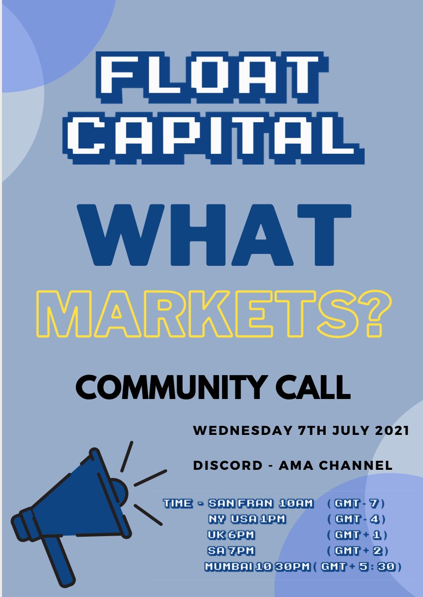 float_shipping's tweet photo. Hey, all you cool cats and kittens! ๐ฑ ๐ฏ ๐๏ธ
Float Capital๐will be hosting a community call๐ขon Discord, where we will discuss our current and upcoming markets! ๐ ๐ท
See the poster below for details! ๐
Discord - https://t.co/h42UcNsoGK
#FloatCapital #POAP #community #AMA https://t.co/hJGcEPeB6B