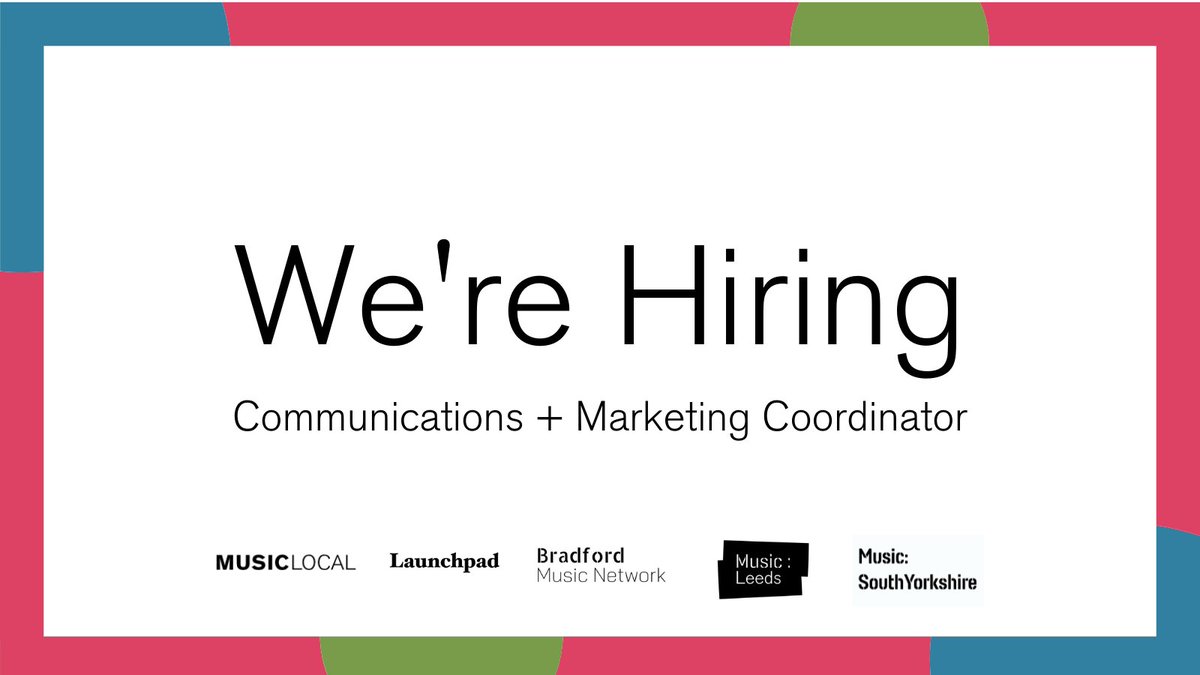 Applications to be our new Communications & Marketing Coordinator close at 6pm this Sunday. If you're passionate about Yorkshire's music scene and have a keen eye for communications, get that application in to us! View the job description + apply here >> musiclocal.co.uk/jobs