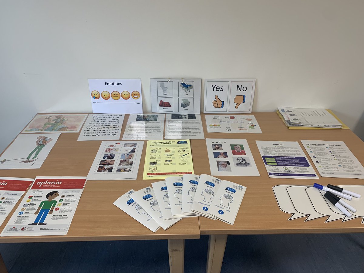 KeelySALT's tweet image. Successful drop in session for Aphasia Awareness here at BAGH on our Stroke Rehab Ward last week. Lovely to see other AHPs keen to get involved and learn more about aphasia too 🗣📝👍#AphasiaAwarenessMonth

@CDDFTSpeechDept @GivingVoiceUK @RCSLT @Meg_Christina95 @EmmaHodgsonSLT