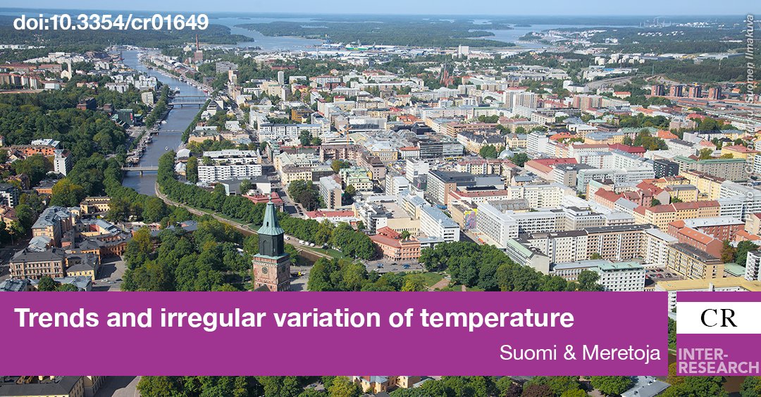 Climate Research (@cr_intres) on Twitter photo The 17-year study on temperature differences of the <a href="/CityofTurku/">City of Turku</a>, Finland, revealed dynamic connections between land use changes, sea-ice extent and temperatures. Results highlight the importance of #climate related #planning.
Read more about this study: bit.ly/CR_84_41 The 17-year study on temperature differences of the <a href="/CityofTurku/">City of Turku</a>, Finland, revealed dynamic connections between land use changes, sea-ice extent and temperatures. Results highlight the importance of #climate related #planning.
Read more about this study: bit.ly/CR_84_41